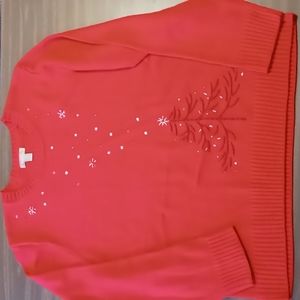 White Stag Red Christmas Sweater w Brown Tree XL